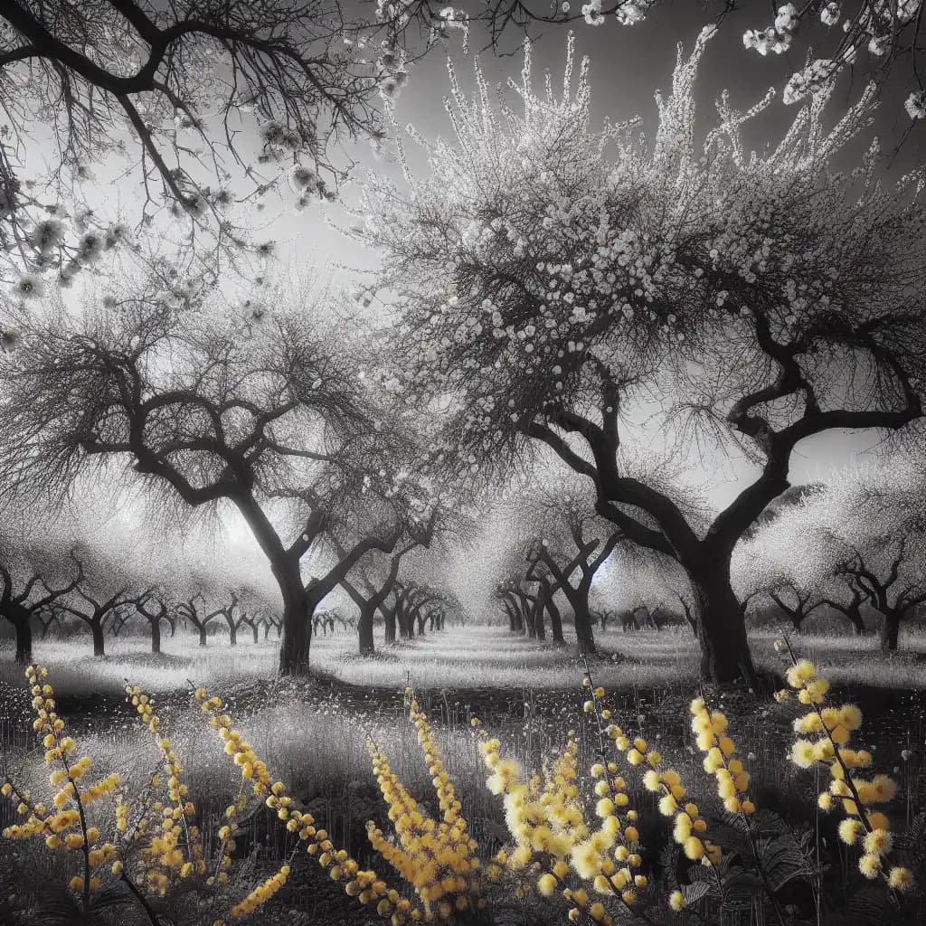 La belleza invernal de almendros y mimosas