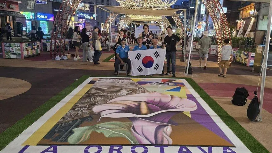 Alfombristas de Tenerife representan el Corpus en Corea del Sur